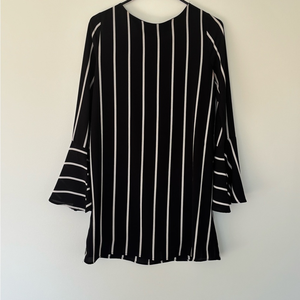 Chic Striped Flare Sleeve Dress